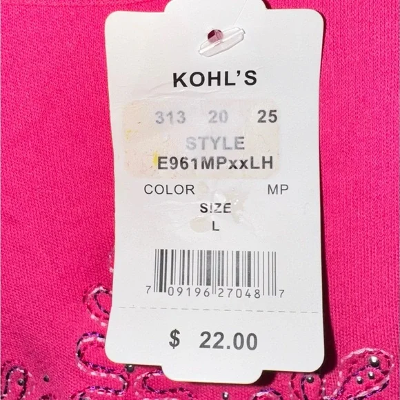 M&C Sportswear Women Long Sleeve Pink Snowflake T-Shirt Size L NWT hot pink - Picture 6 of 9